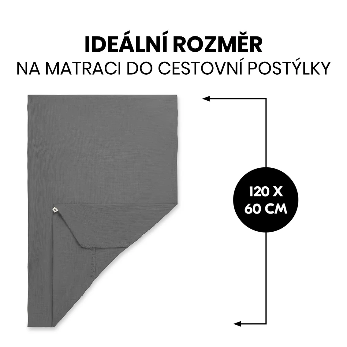 Hauck Měkké napínací prostěradlo 120x60, mušelín, dark grey