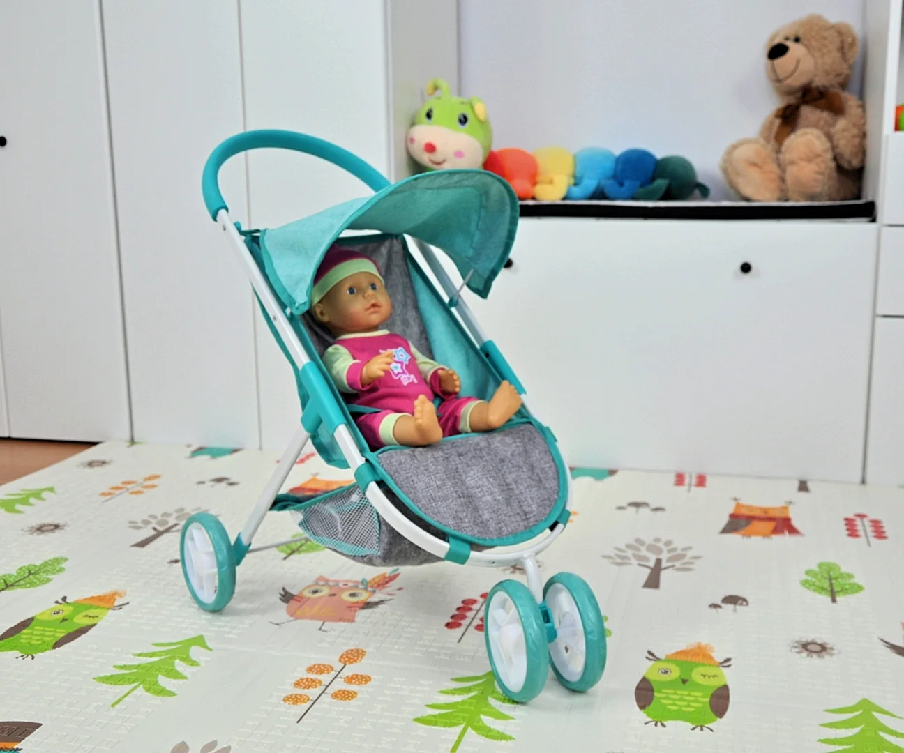 Milly Mally Kočárek pro panenky SUSIE – sportovní kočárek, zelený, šedý