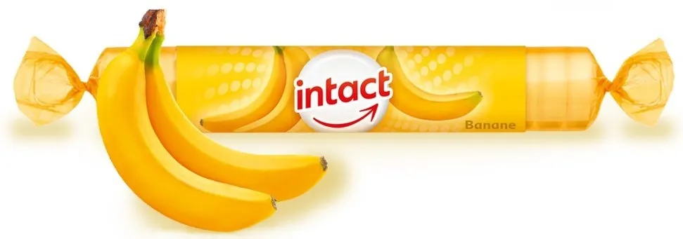 Intact Hroznový cukr s vitaminem C banán rolička 40 g