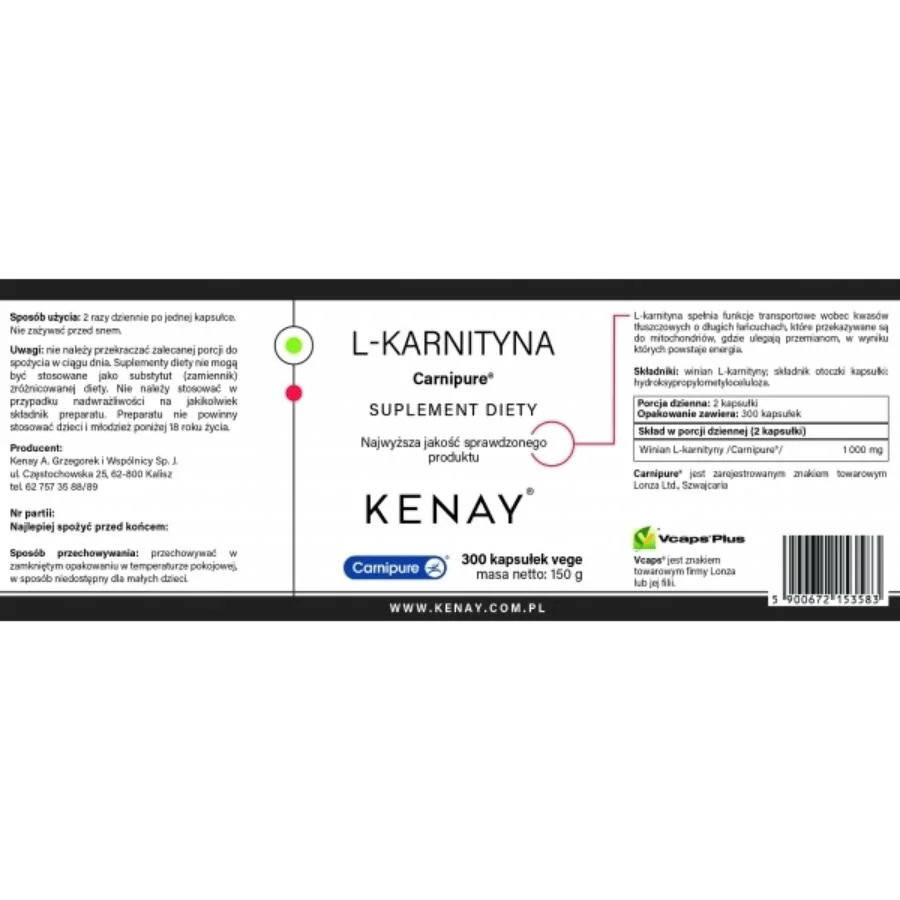 Kenay L karnitin Carnipure 300 kapslí