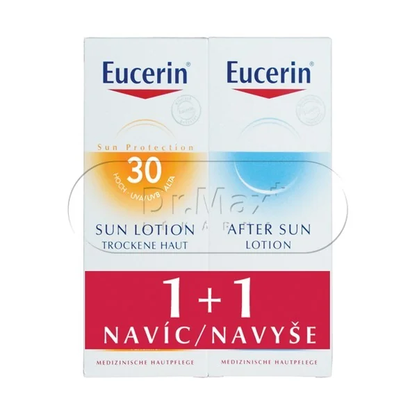 EUCERIN SUN SPF30 Hydratační mléko 150ml + Regenerační mléko po opalování ZDARMA