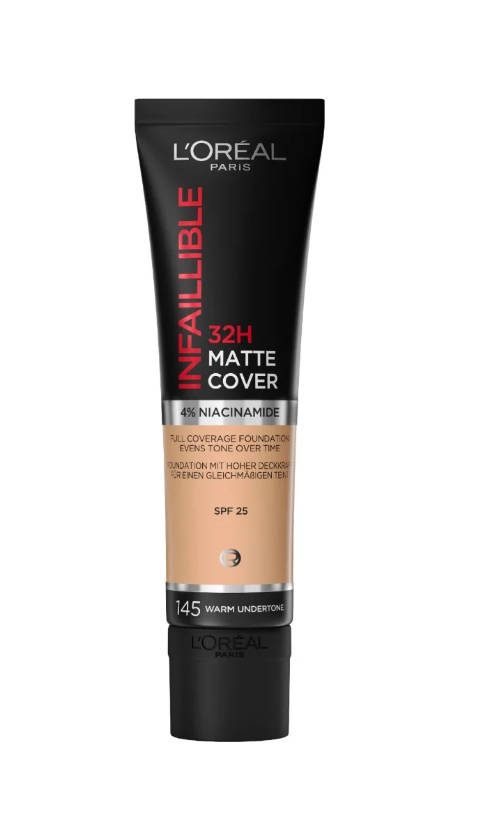 Loréal Paris Infaillible 32H Matte Cover odstín 145 Warm Undertone dlouhotrvající make-up 30 ml