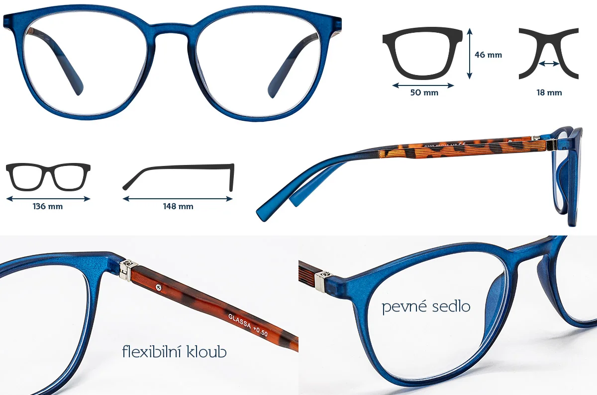 Glassa Brýle na čtení G 327 +1,00 modré
