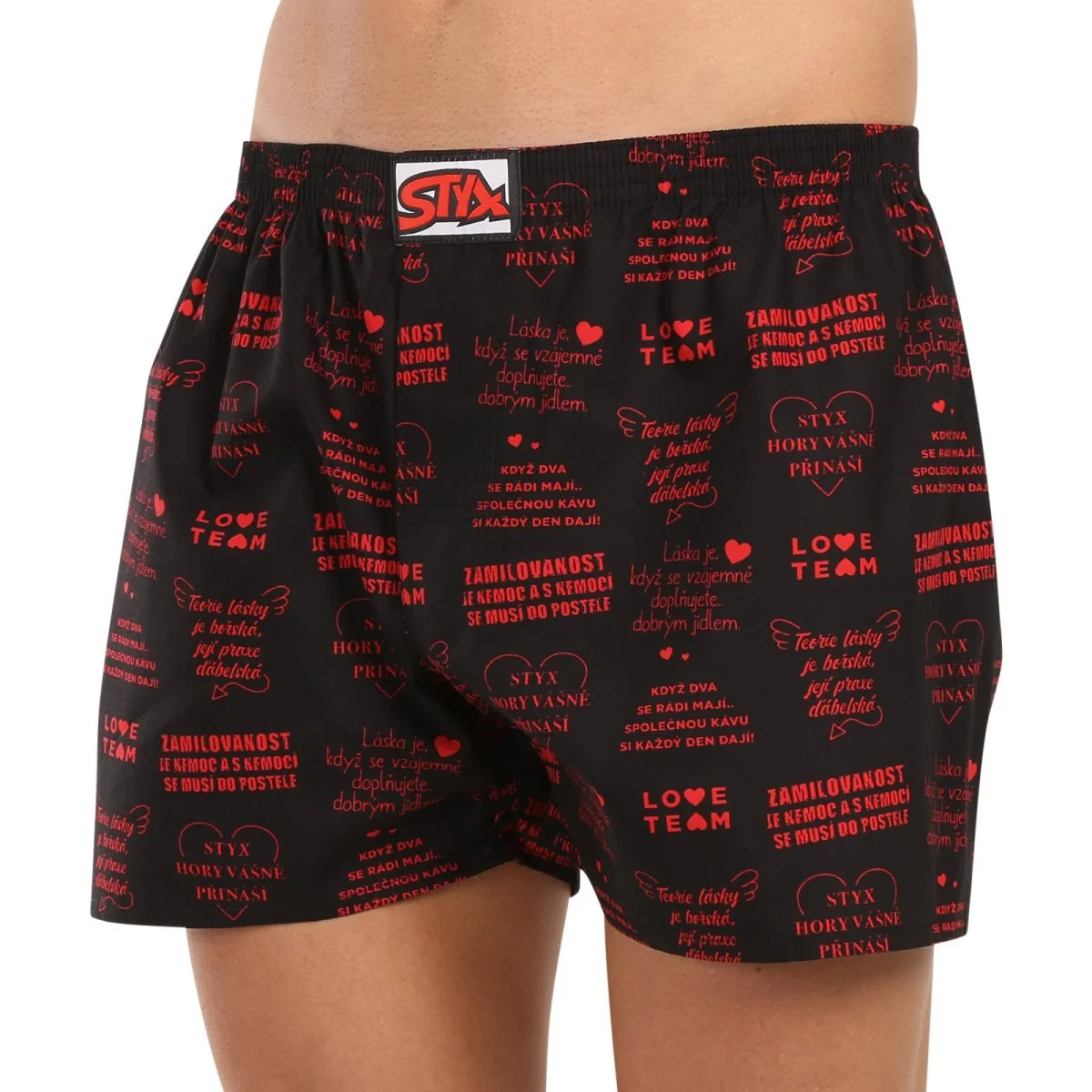Styx Pánské trenky art klasická guma nadrozměr Valentýn texty (E1757) 3XL
