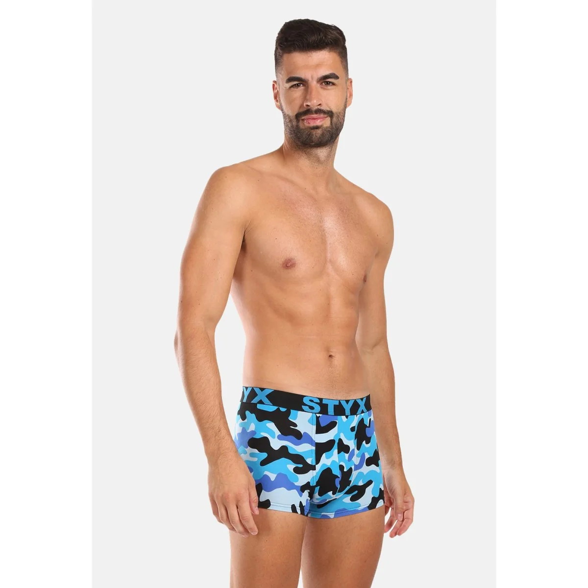 Styx Pánské boxerky art sportovní guma maskáč modrý (G1850) XL