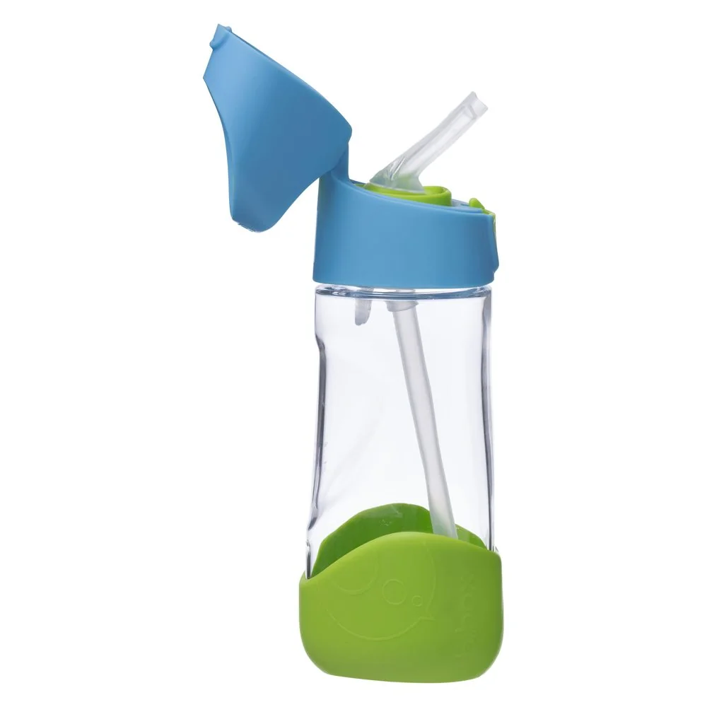 B.BOX Lahev na pití s brčkem 450 ml - modrá/zelená
