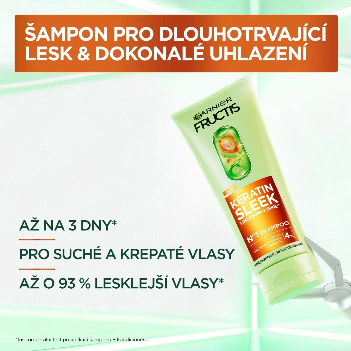 Garnier Fructis Keratin Sleek šampon na suché a krepaté vlasy 200 ml