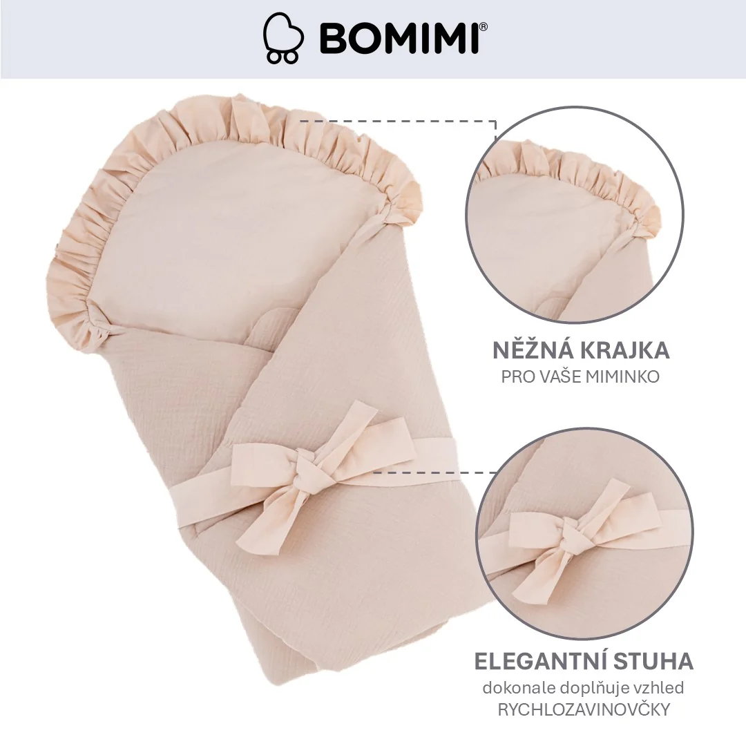 Bomimi Rychlozavinovačka s volánkem, mušelín, blossom