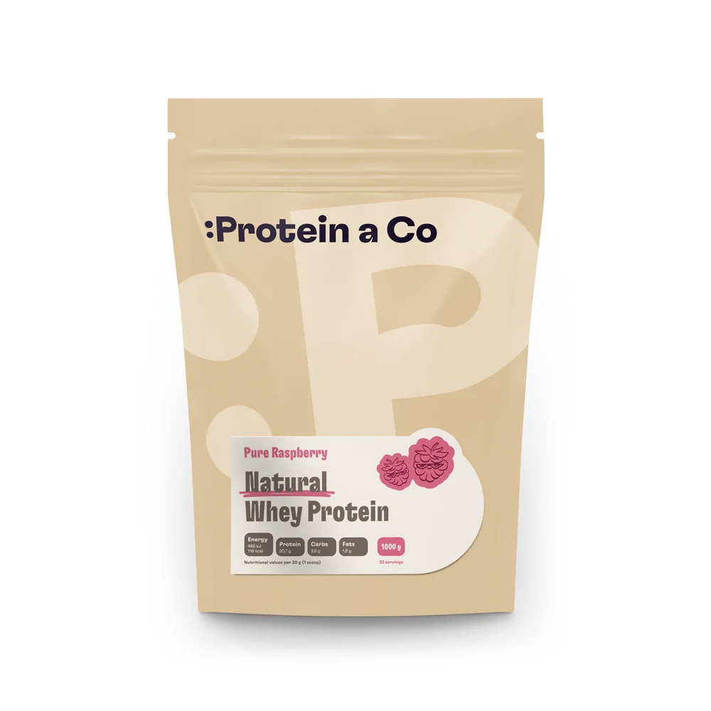 Protein a Co Protein Natural whey prémiový bez chemie 1 000 g Pure raspberry