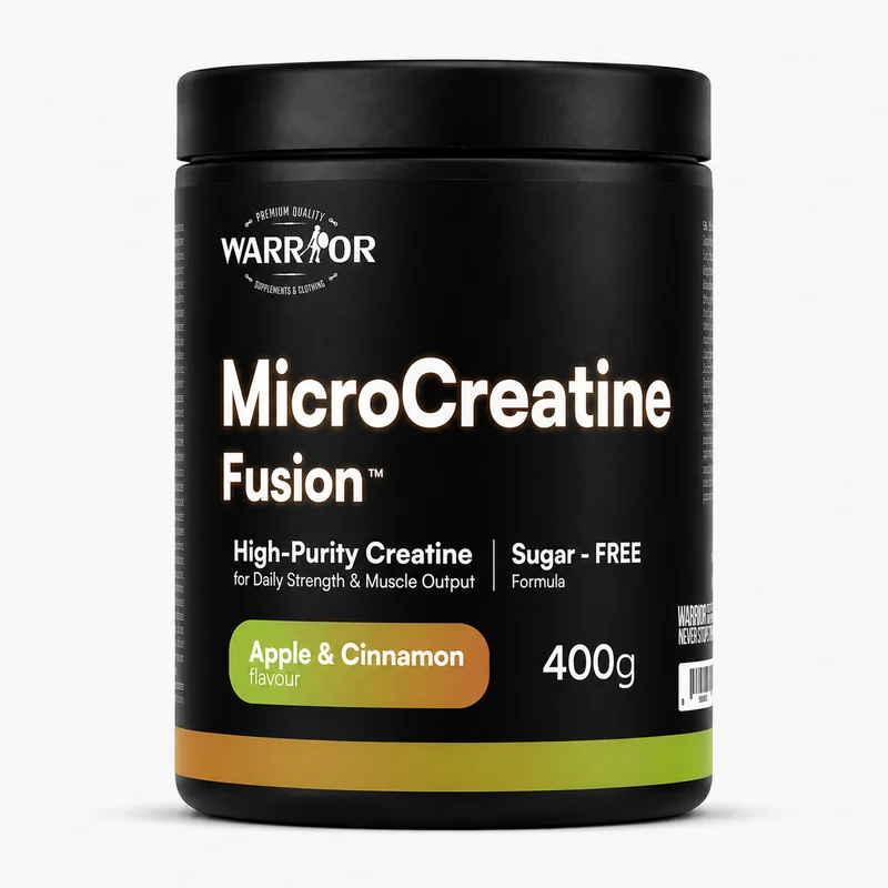 Warrior MicroCreatine Fusion™ mikronizovaný kreatín monohydrát 400g Apple & Cinnamon