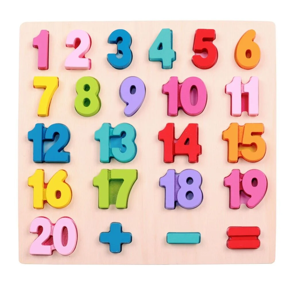 2Kids Toys Vkládací puzzle Matematika Velké počítání – 24 dílů, dřevo, 30×30 cm