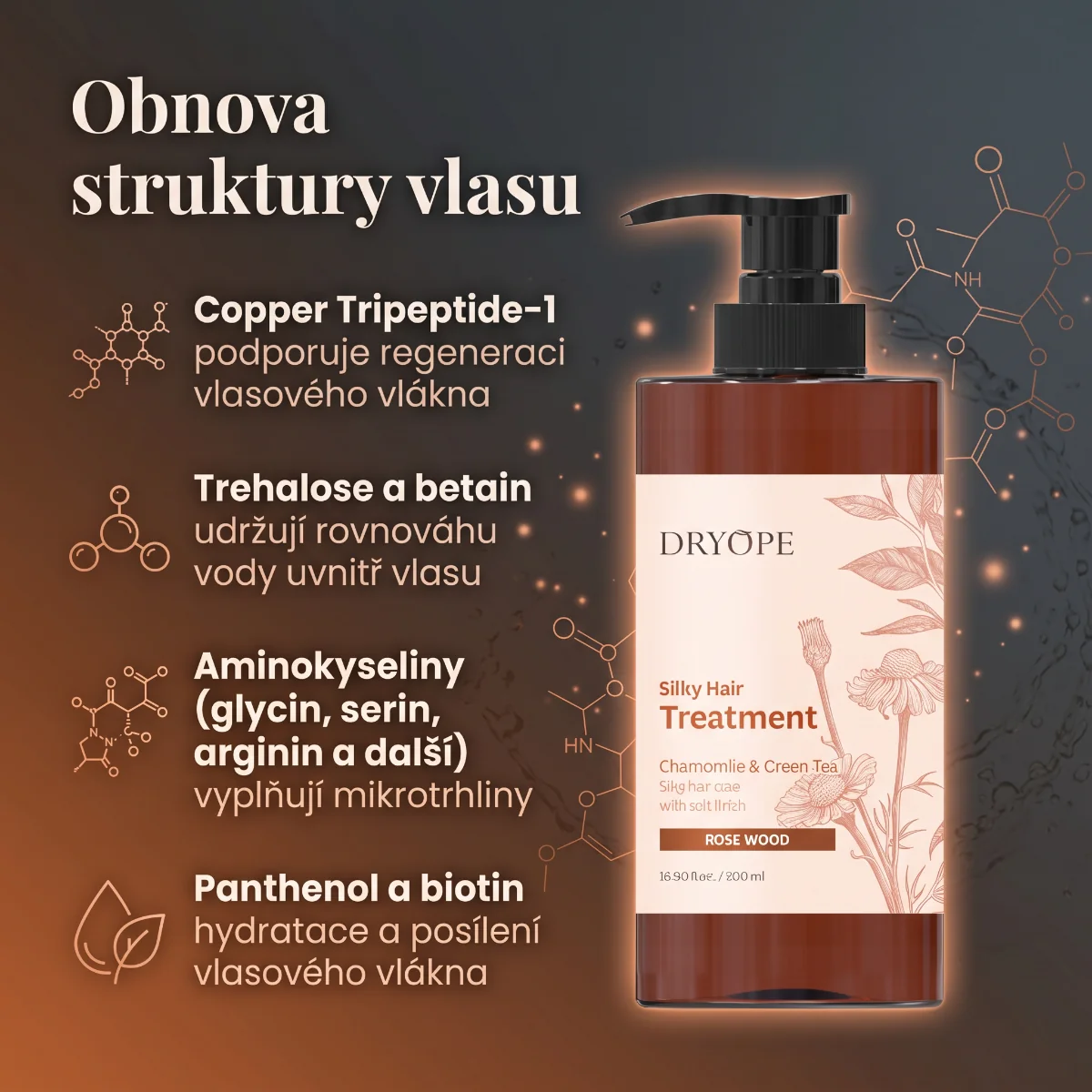 DRYOPE Rose Wood intenzivní pečující kúra na vlasy 500 ml