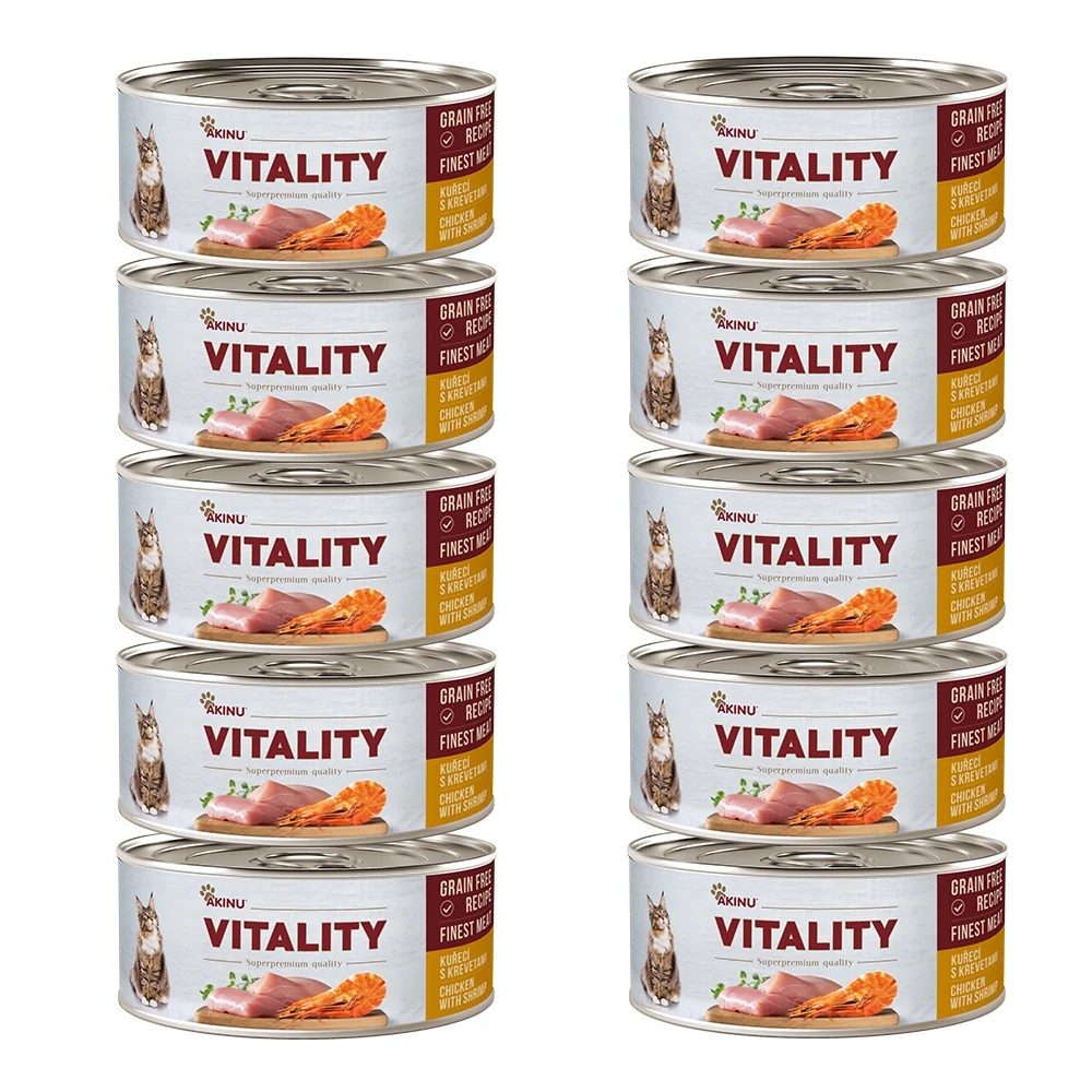 Akinu VITALITY Kuřecí & krevety konzerva pro kočky 10 x 70 g