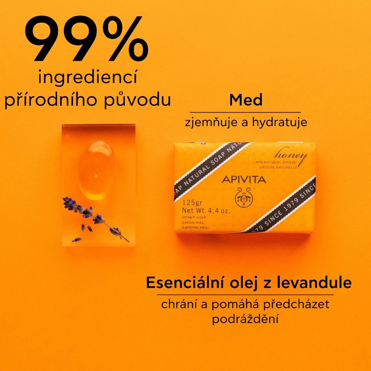 APIVITA Natural Soap mýdlo s medem 125 g