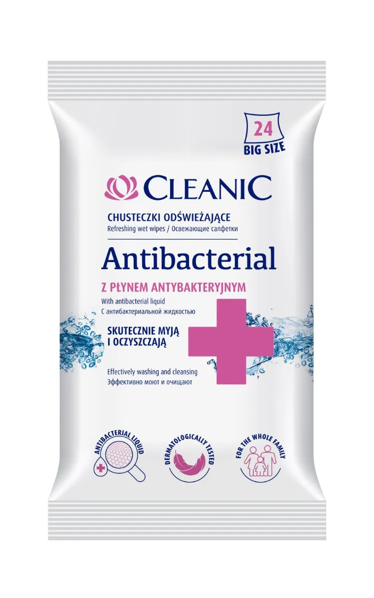 Cleanic Antibakteriální vlhčené ubrousky 24 ks
