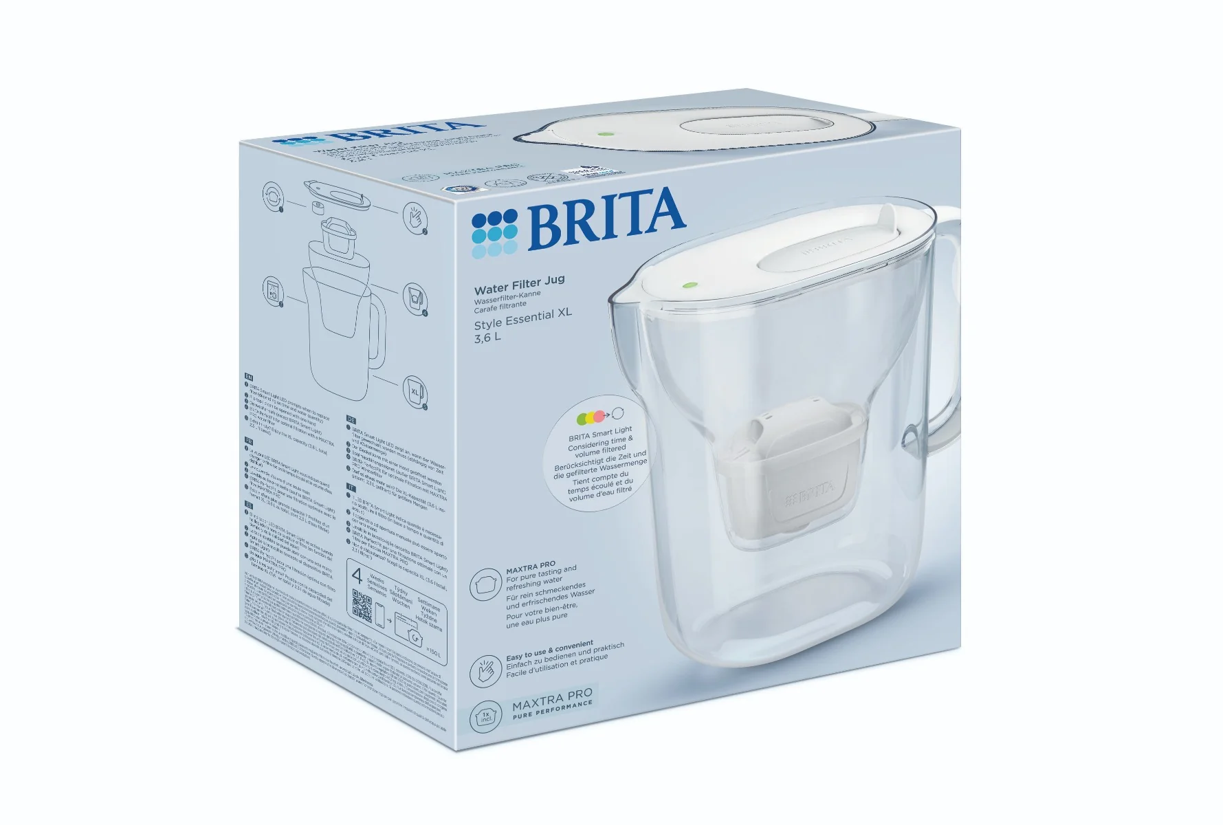 BRITA Style Essential XL 3,6 l filtrační konvice + 1 filtr bílá