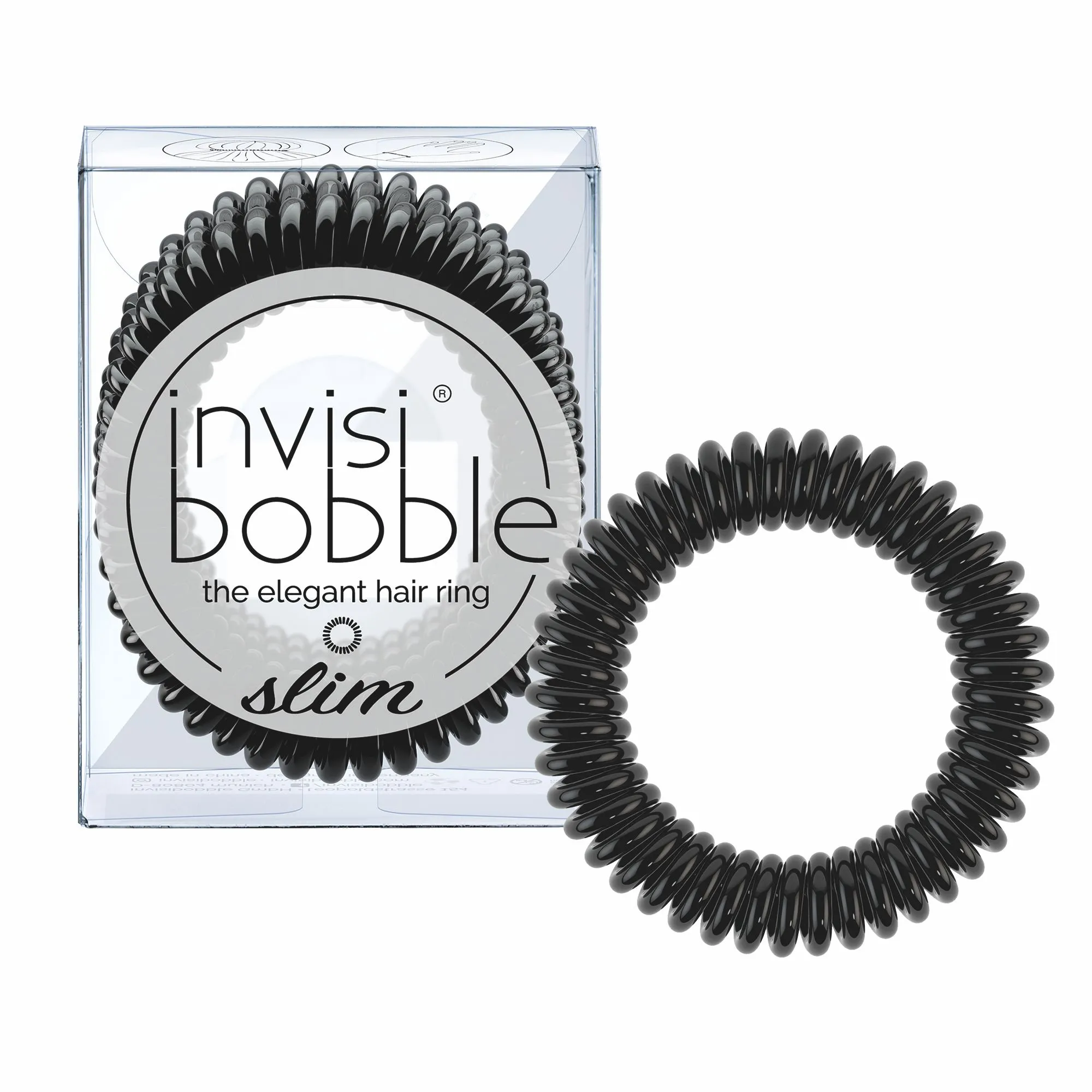 Invisibobble SLIM True Black gumička do vlasů 3 ks