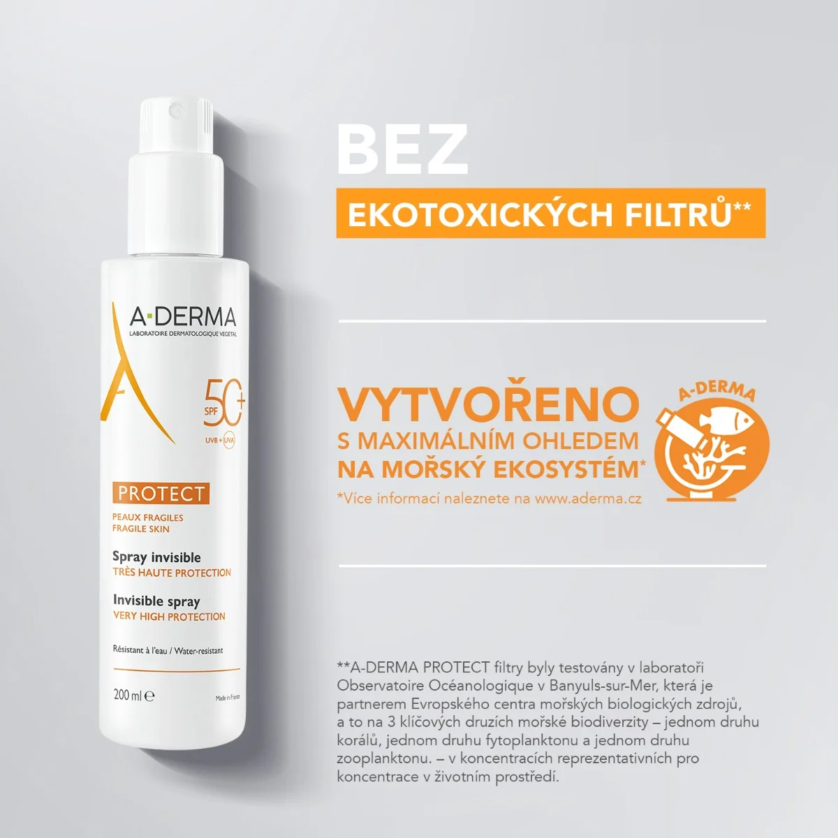 A-Derma Sun Protect transparentní sprej SPF50+ 200 ml