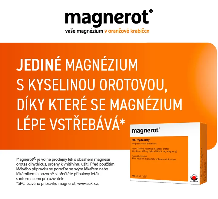 Magnerot. Jediné Magnézium s kyselinou orotovou, díky které se magnézium lépe vstřebává.