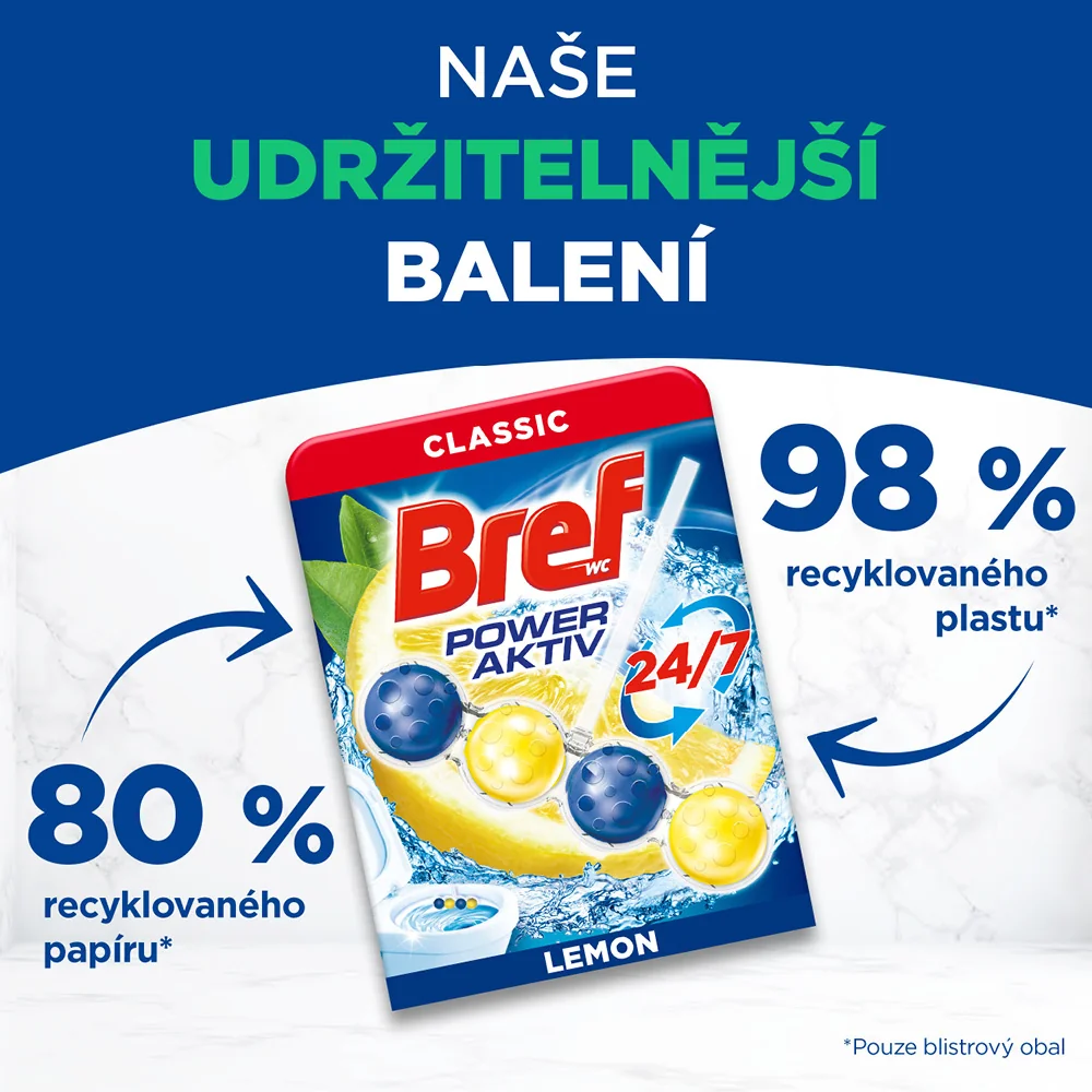 Bref WC blok Power Aktiv Lemon 4x50 g
