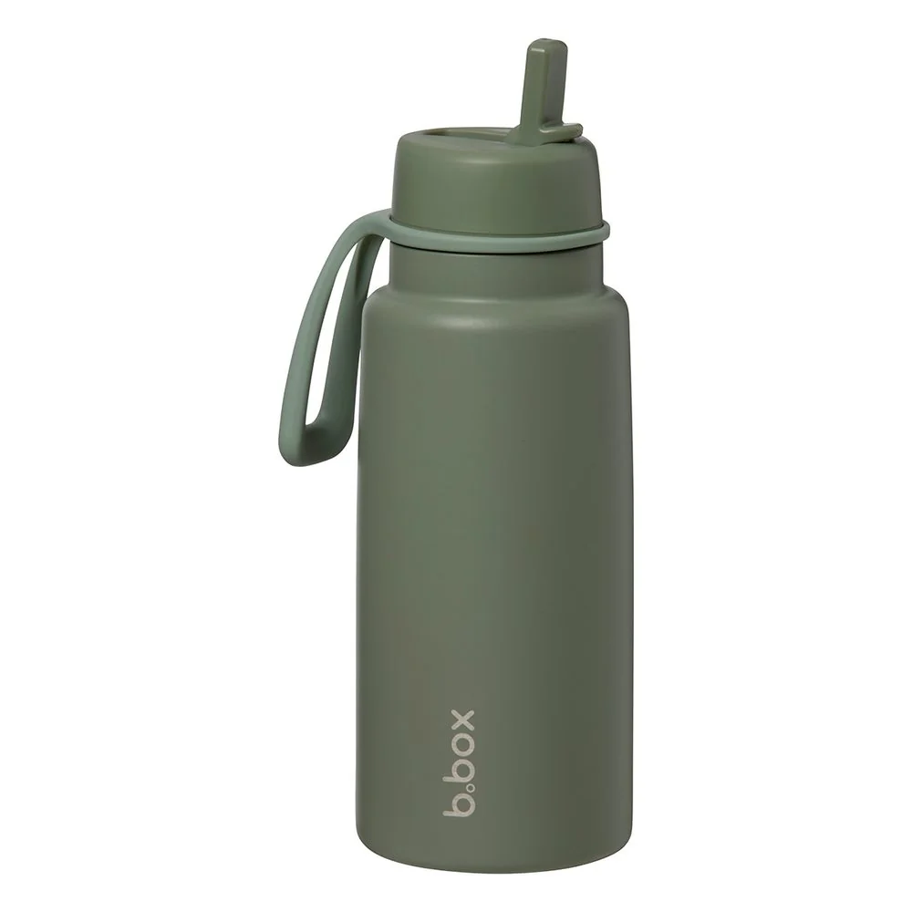 B.BOX Nerezová termolahev s brčkem 1l - olive