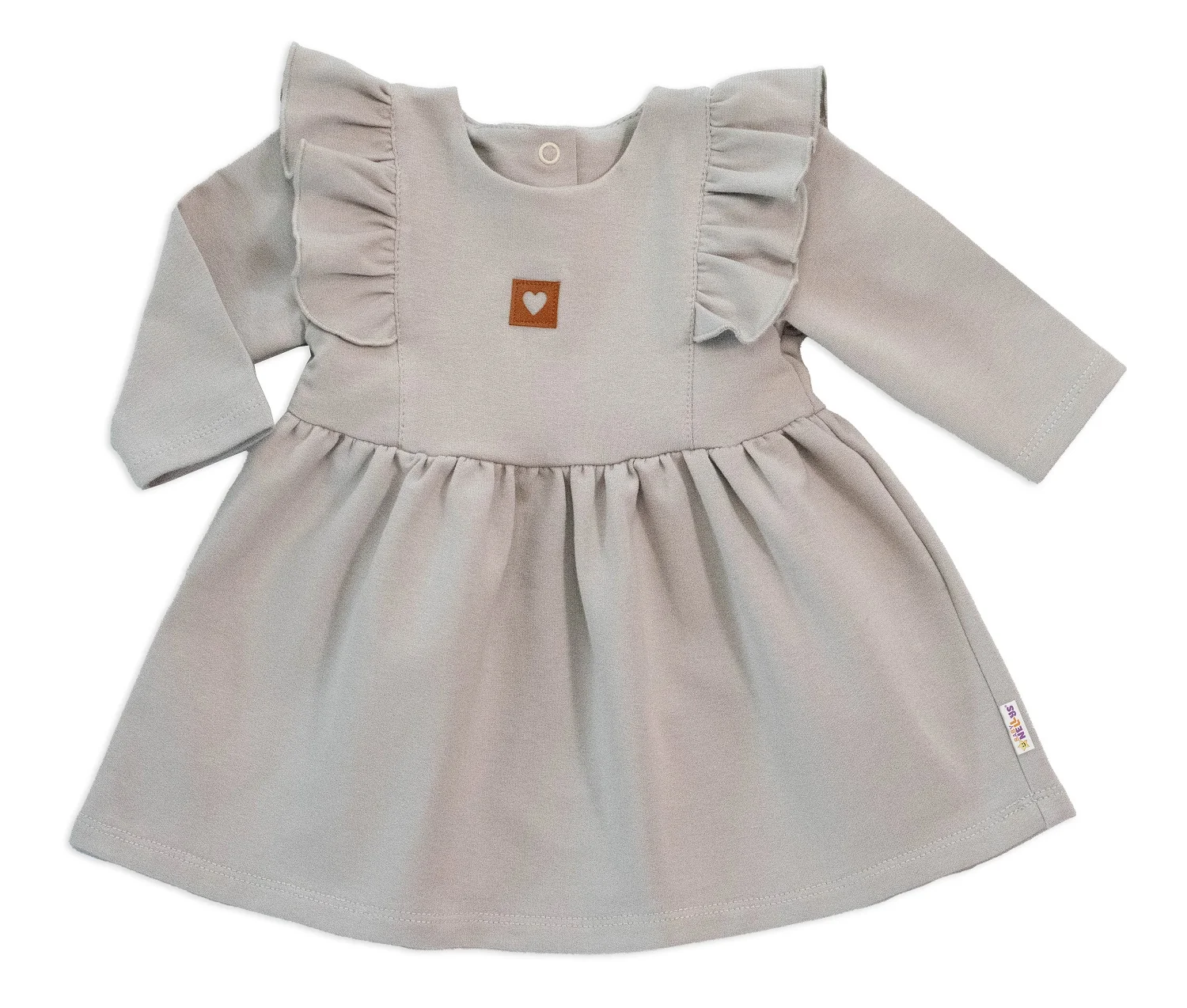 Baby Nellys Dětské teplákové šaty, tunika Vintage Love - šedé, vel. 74