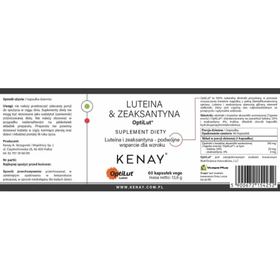 Kenay Lutein a zeaxanthin OptiLut 60 kapslí