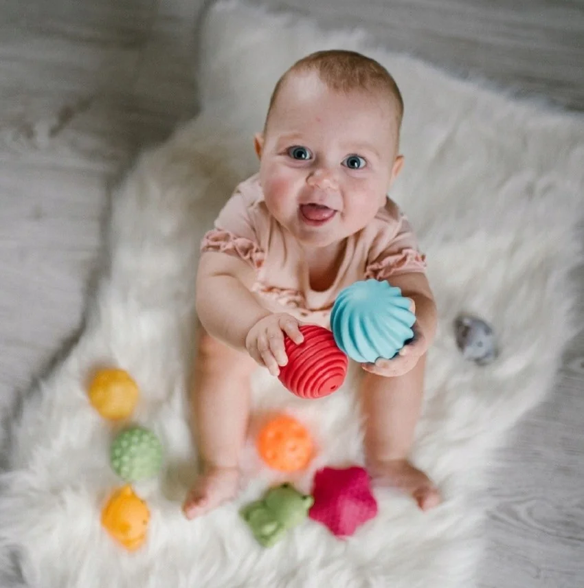 Babyono Edukační senzorické balónky, 4 ks v tašce 