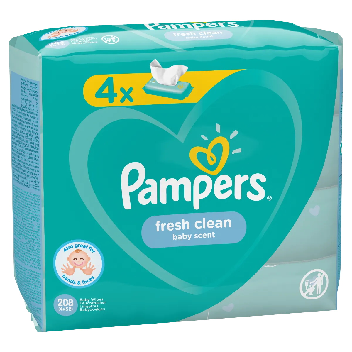 Pampers Fresh Clean vlhčené ubrousky 4x52 ks