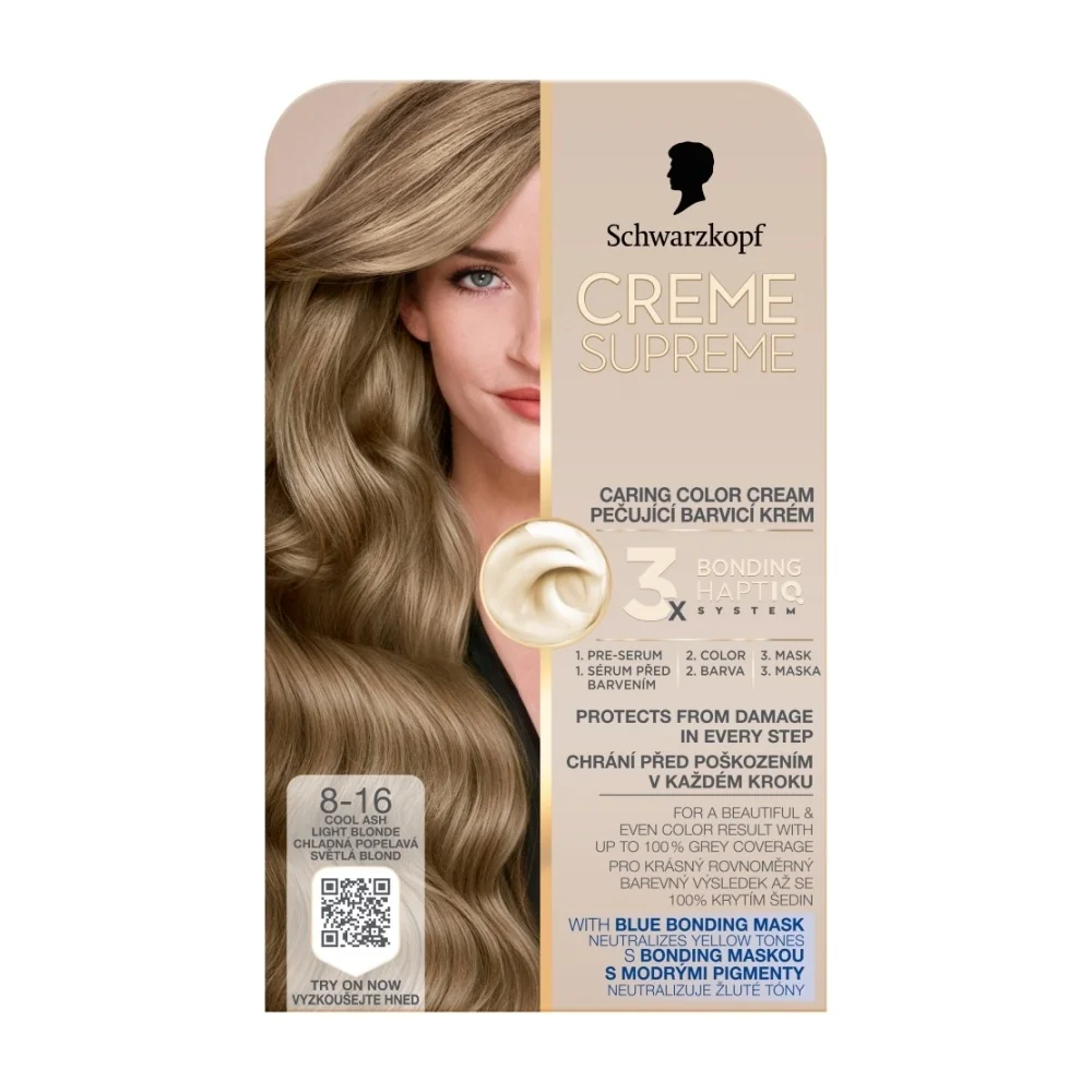 Schwarzkopf Creme Supreme 8-16 chladná popelavá světlá blond barva na vlasy 60 ml