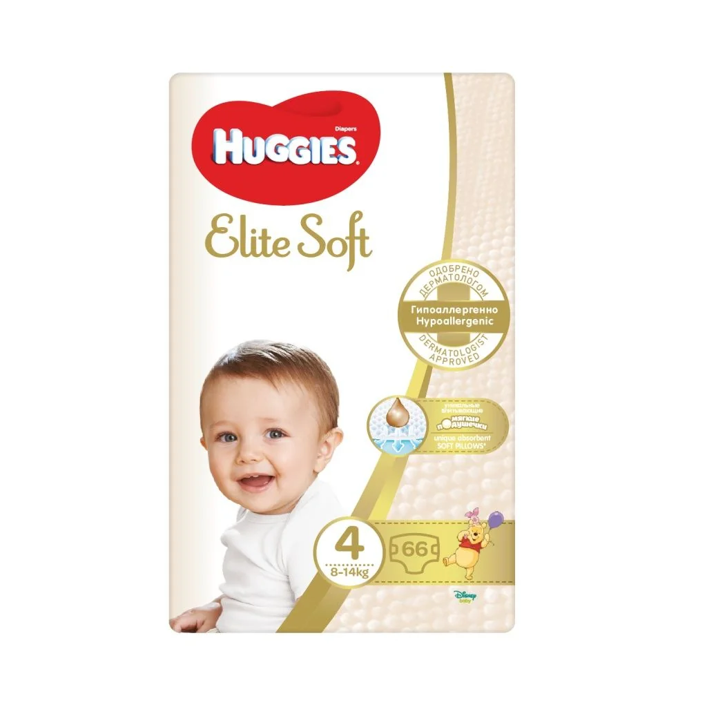 Huggies Elite Soft 4 8-14 kg dětské pleny 66 ks