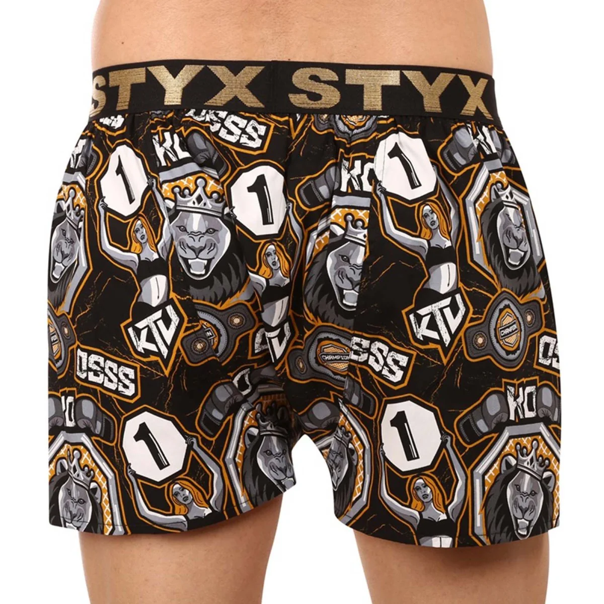 Styx Pánské trenky art / KTV sportovní guma - černá guma (BTC1655) XL