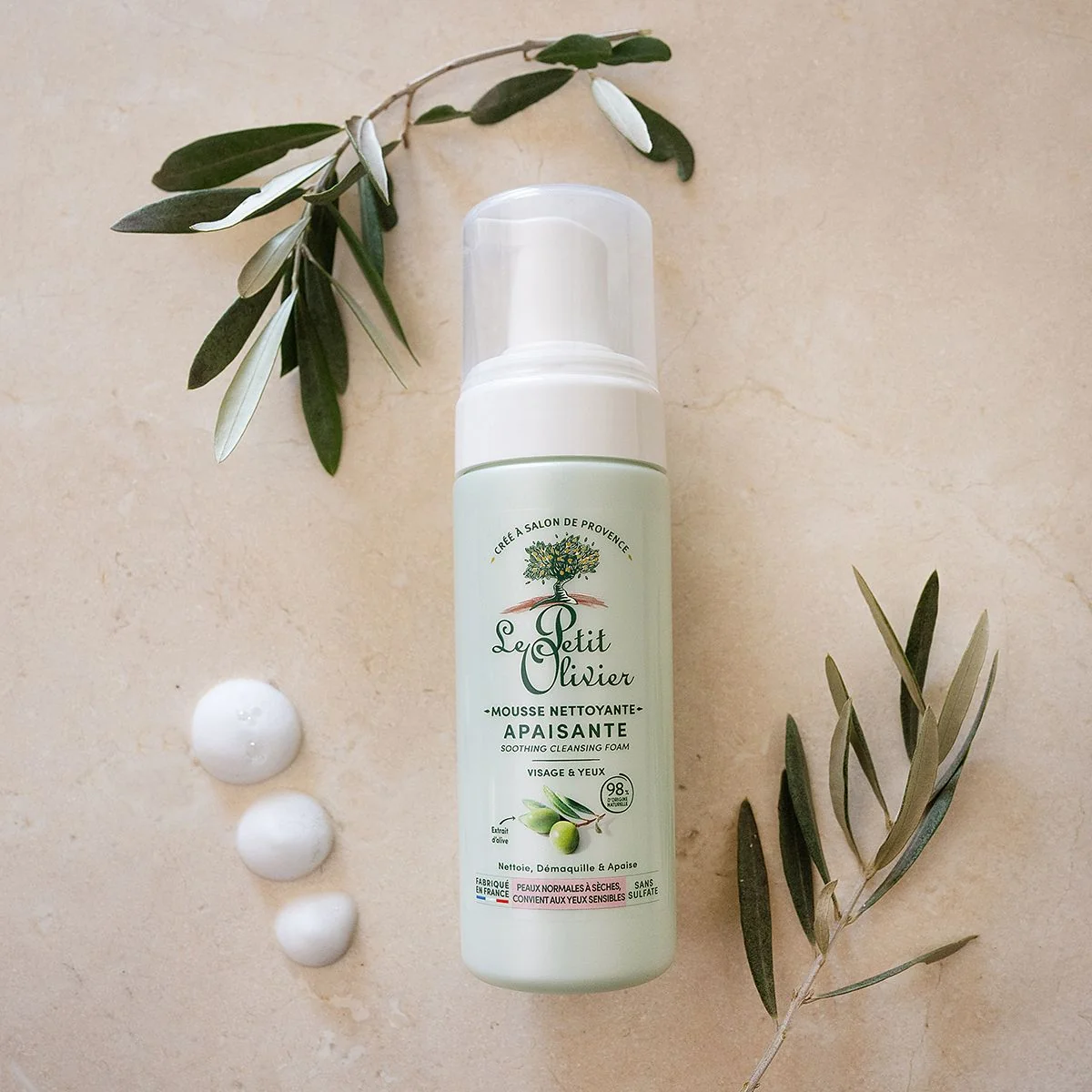Le Petit Olivier Čisticí pěna Olivový olej a aloe vera 150 ml