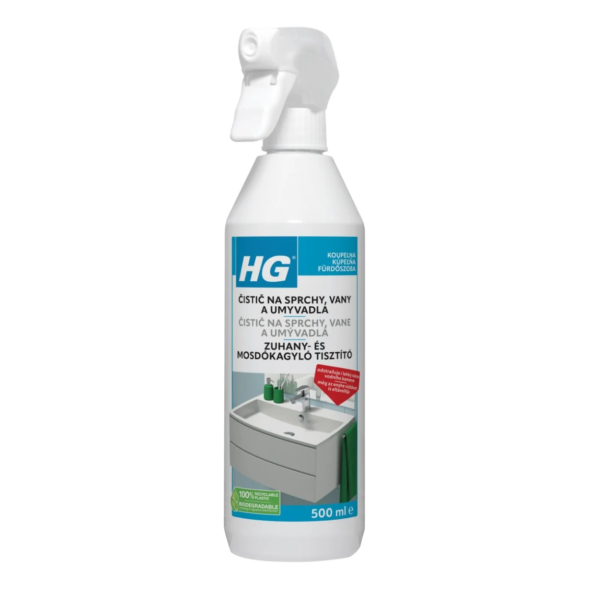 HG Čistič na sprchy, vany a umyvadla 500 ml
