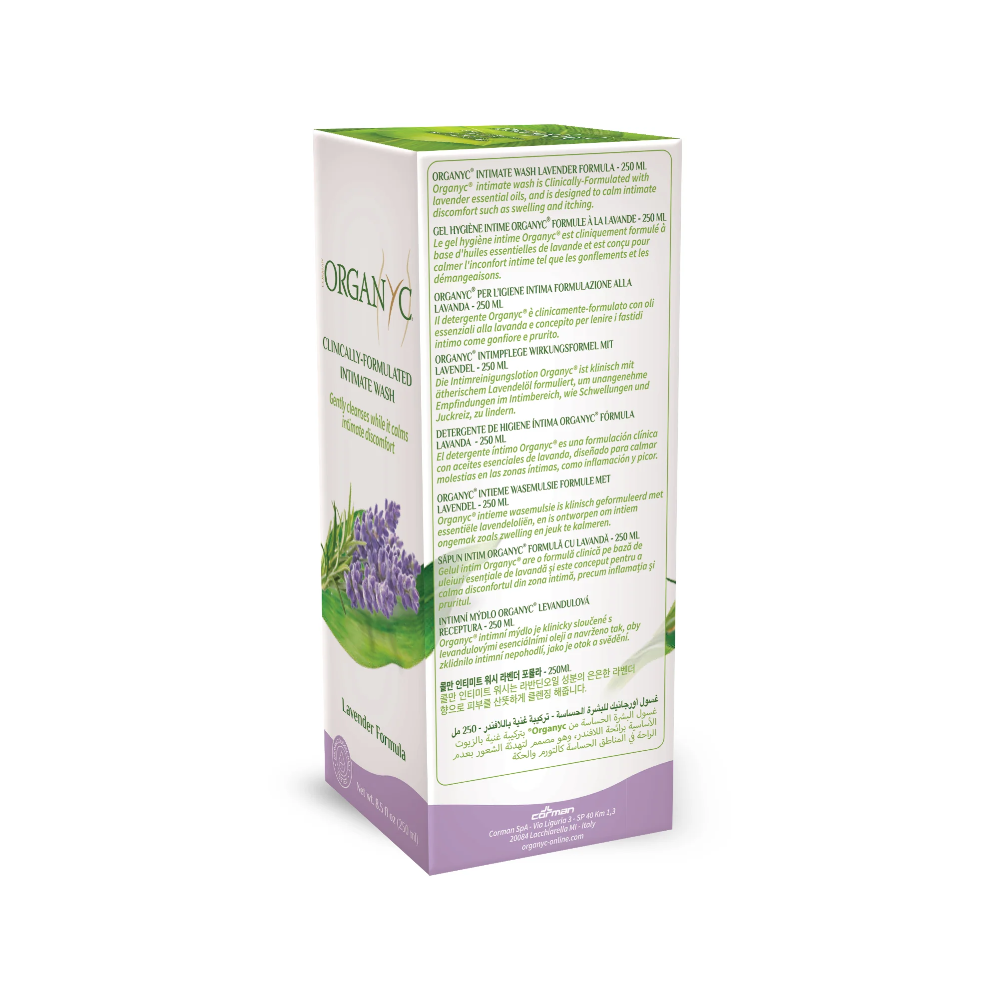 Organyc Bio sprchový gel pro citlivou pokožku a intimní hygienu s levandulí, 250 ml