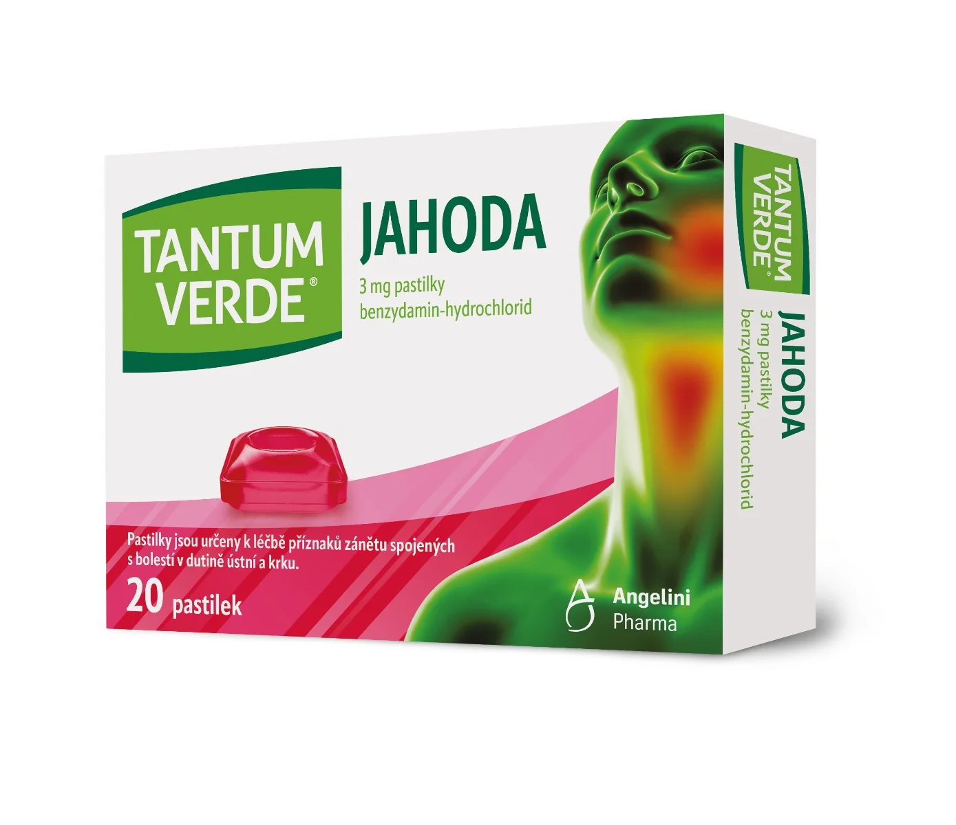 Tantum Verde Jahoda 3 mg 20 pastilek