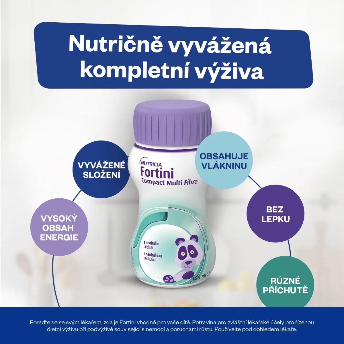 Fortini Compact Pro děti s vlákninou Neutral 4x125 ml