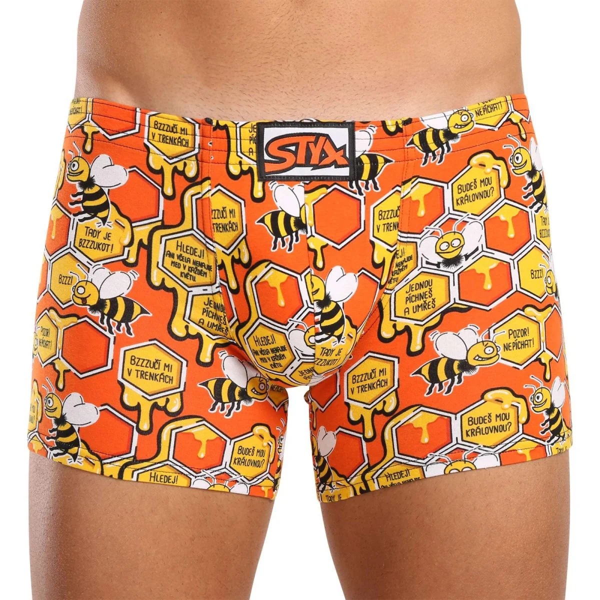Styx Pánské boxerky long art klasická guma včelky (F1654) M