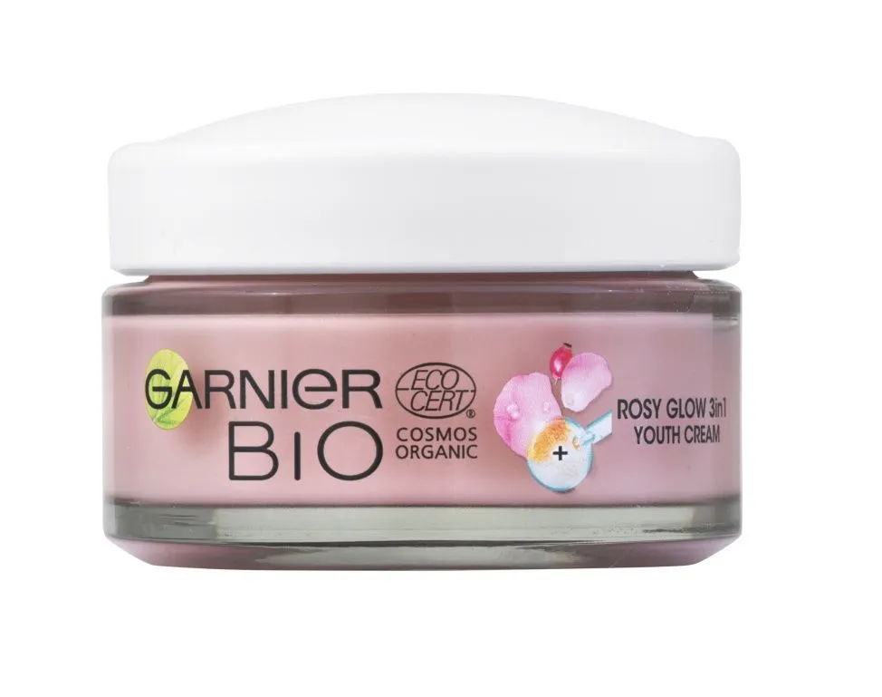 Garnier BIO Rosy Glow 3v1 denní krém šípkový 50 ml