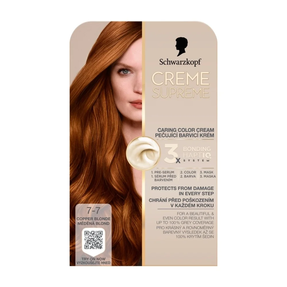 Schwarzkopf Creme Supreme 7-7 měděná blond barva na vlasy 60 ml
