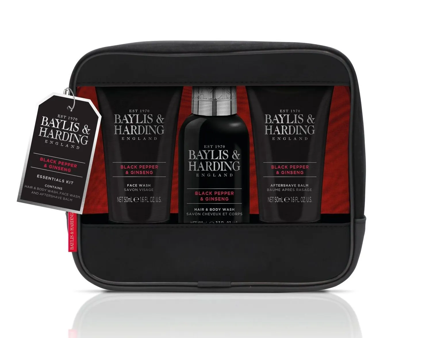 Baylis & Harding Pánská sada péče o tělo v kosmetické tašce Black Pepper & Ginseng 3 ks