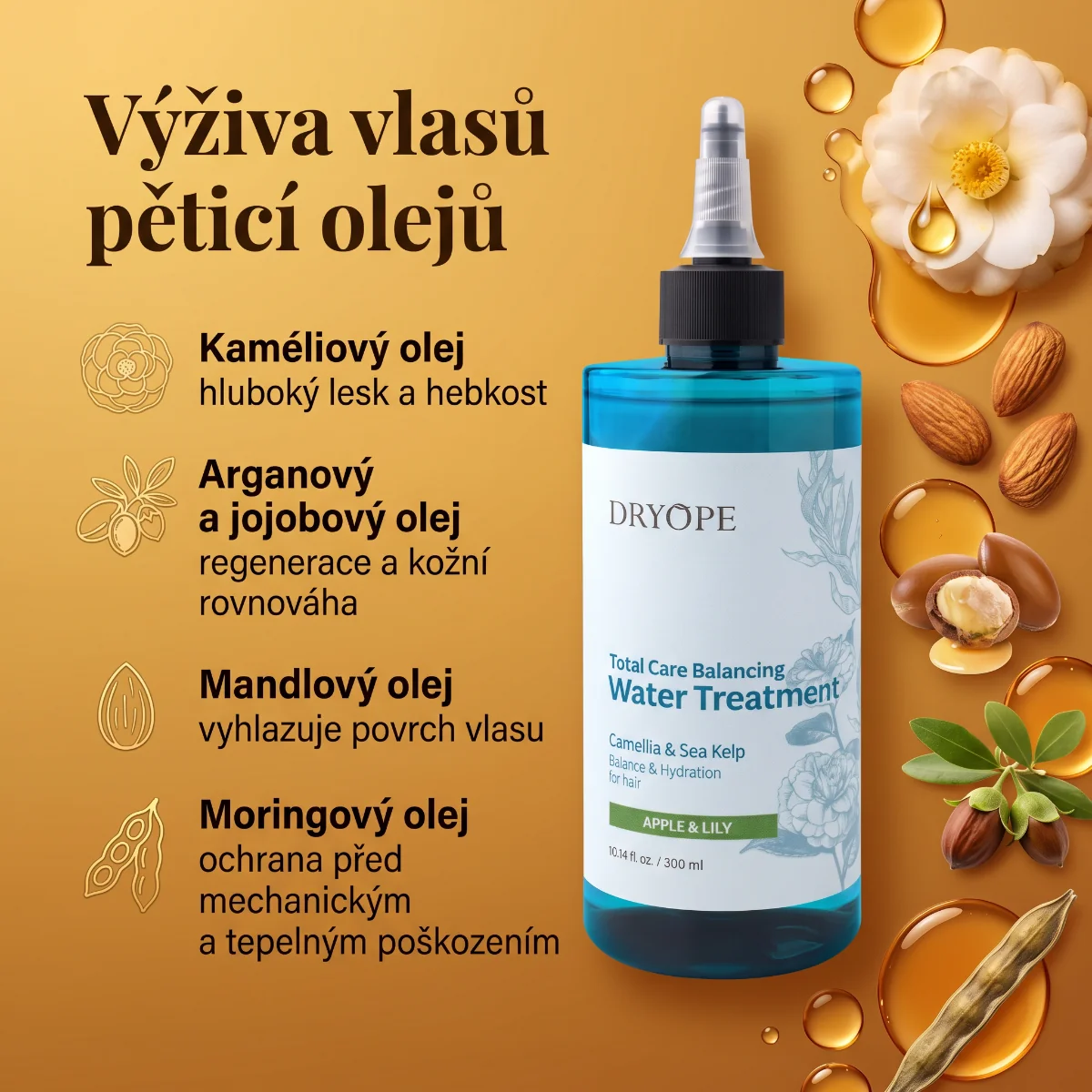 DRYOPE Apple&Lily lehká pečující kúra proti lupům 300 ml