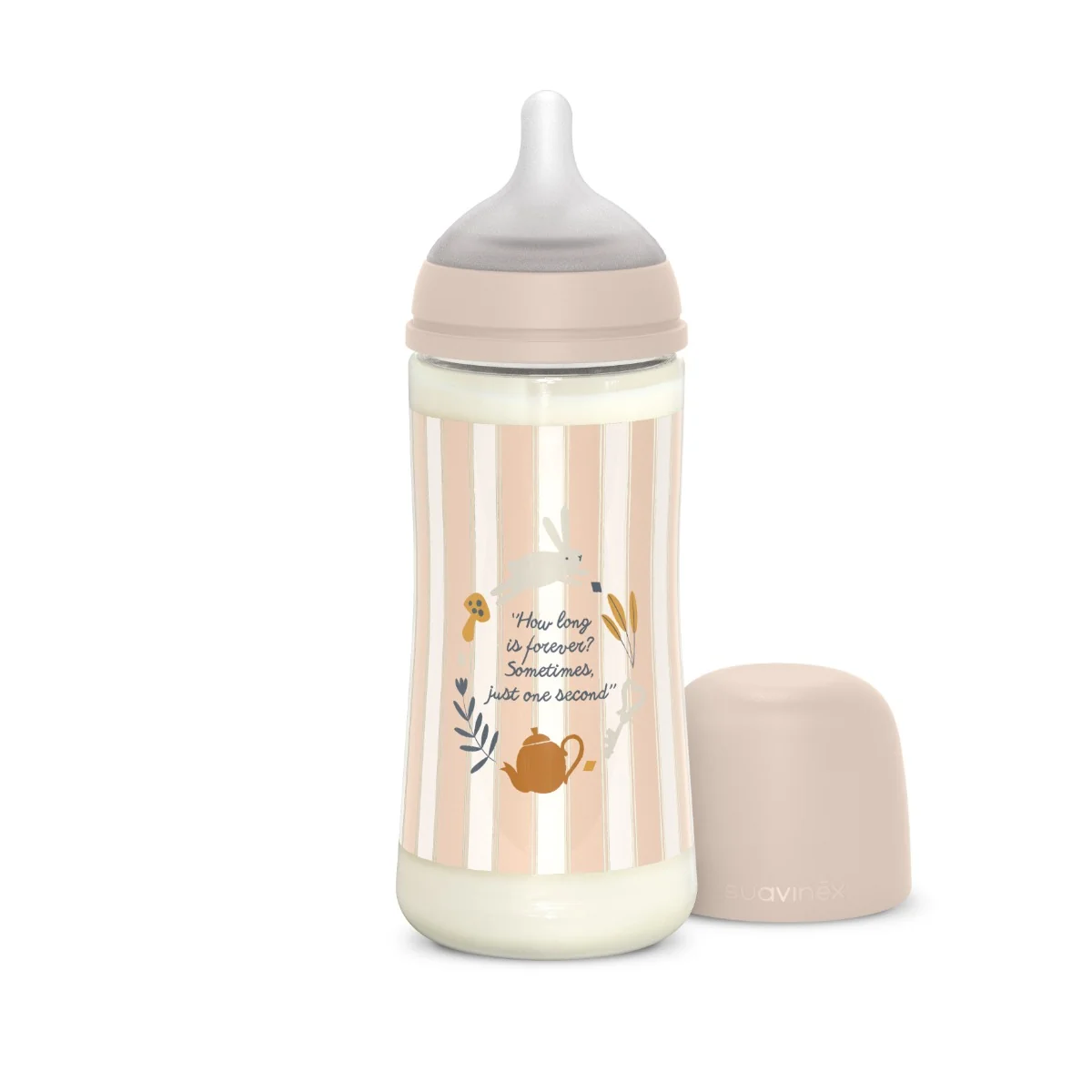 Suavinex Wonderland Kojenecká láhev průtok L 6m+ 360 ml 1 ks růžová