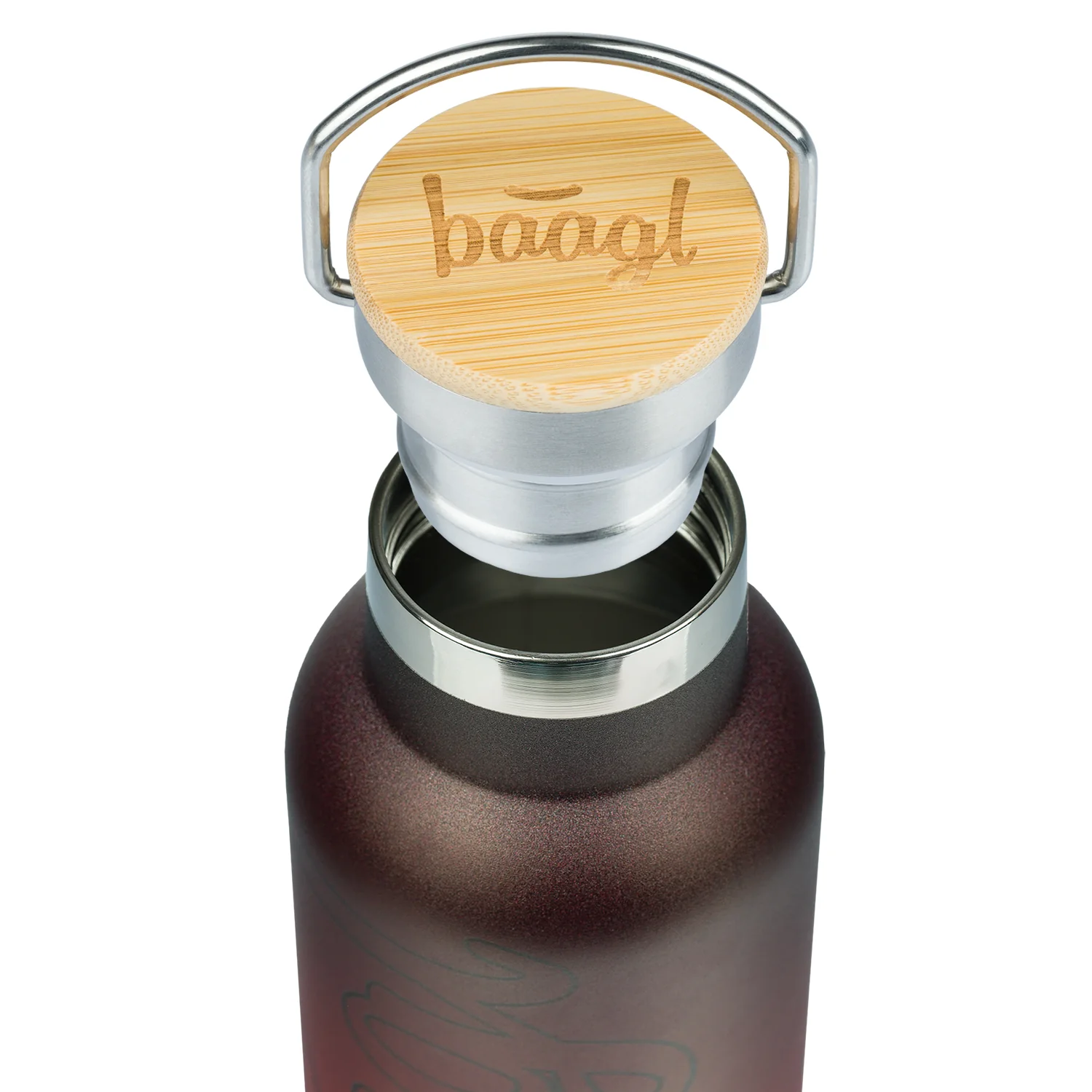 Baagl Termoláhev s bambusovým víčkem Gradient červeno-černá, 500 ml 