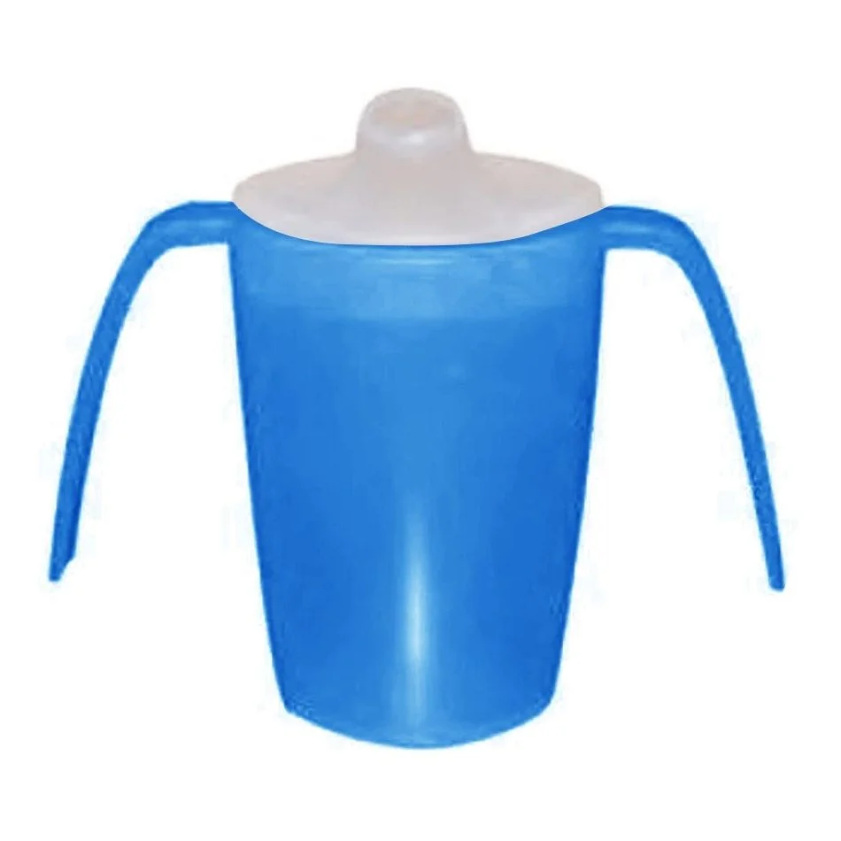 SUNDO Hrnek se dvěma uchy, víčko na pití a řídké pokrmy, 220 ml, modrá