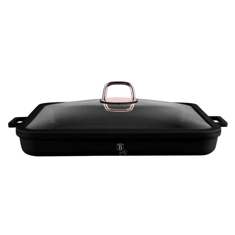 Berlingerhaus Pánev grilovací s titanovým povrchem a poklicí 34 cm Black Rose Collection