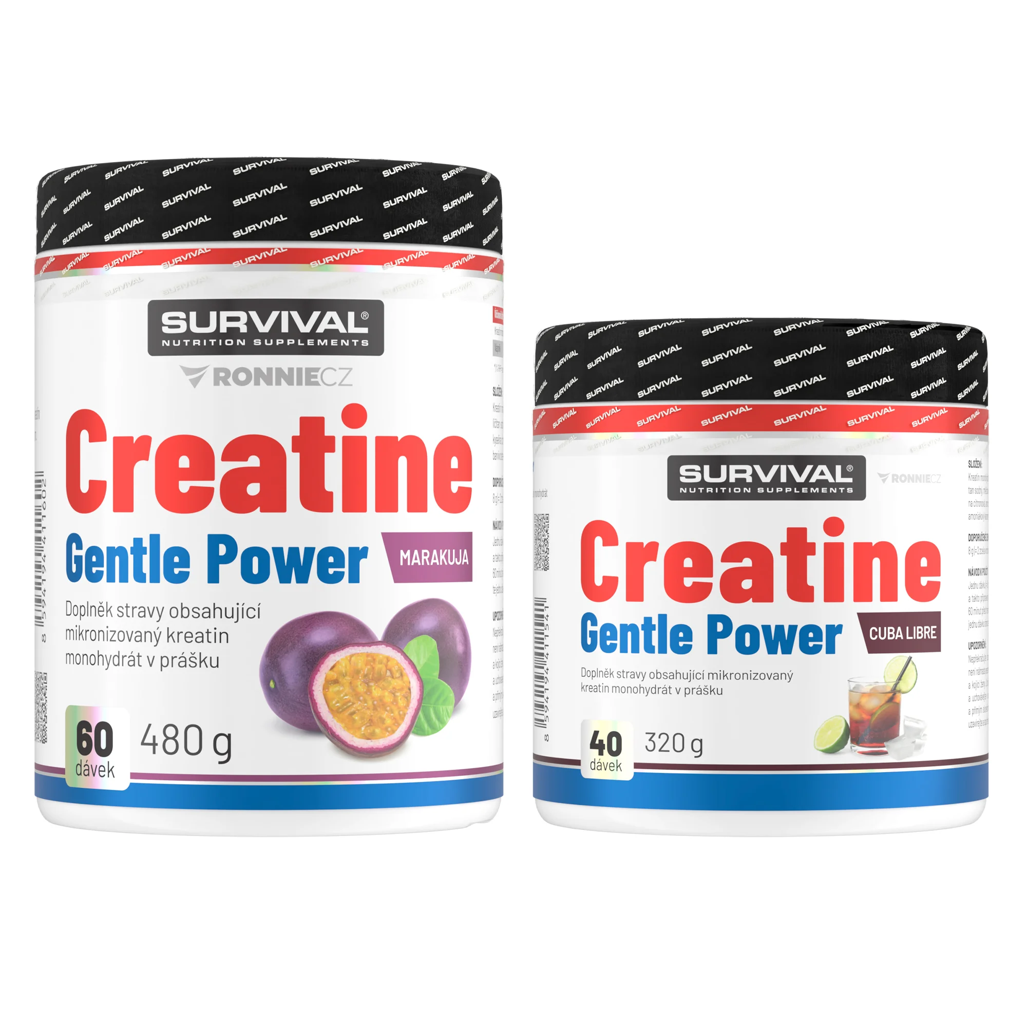 Survival Creatine Monohydrate Gentle Power AKCE 480 g marakuja + 320 g cola-citron