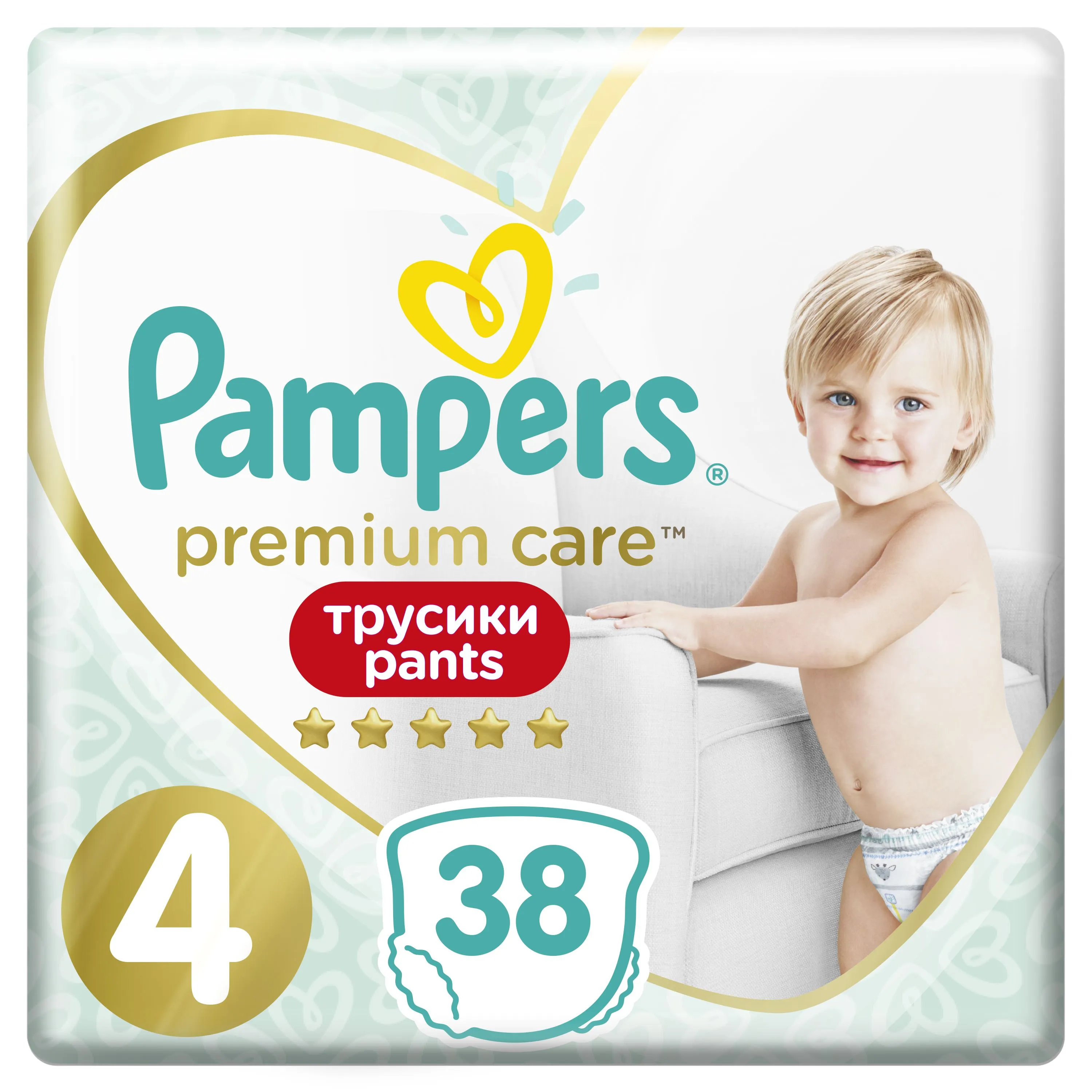 Pampers Premium Care vel. 4 9-15 kg plenkové kalhotky 38 ks