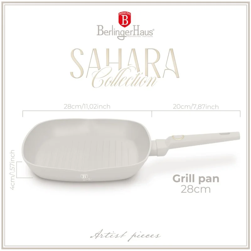 Berlingerhaus Pánev grilovací s titanovým povrchem 28 cm Sahara Collection