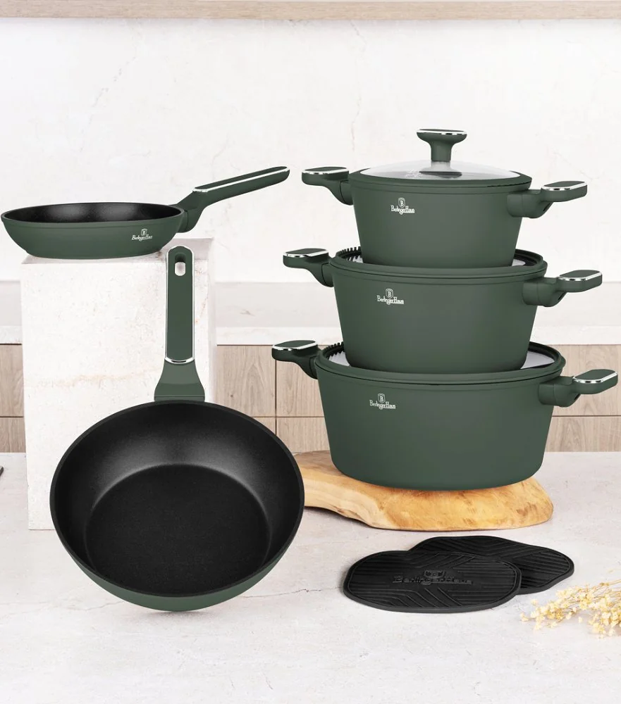 Berlingerhaus Sada nádobí s titanovým povrchem 15 ks Matte Green Collection